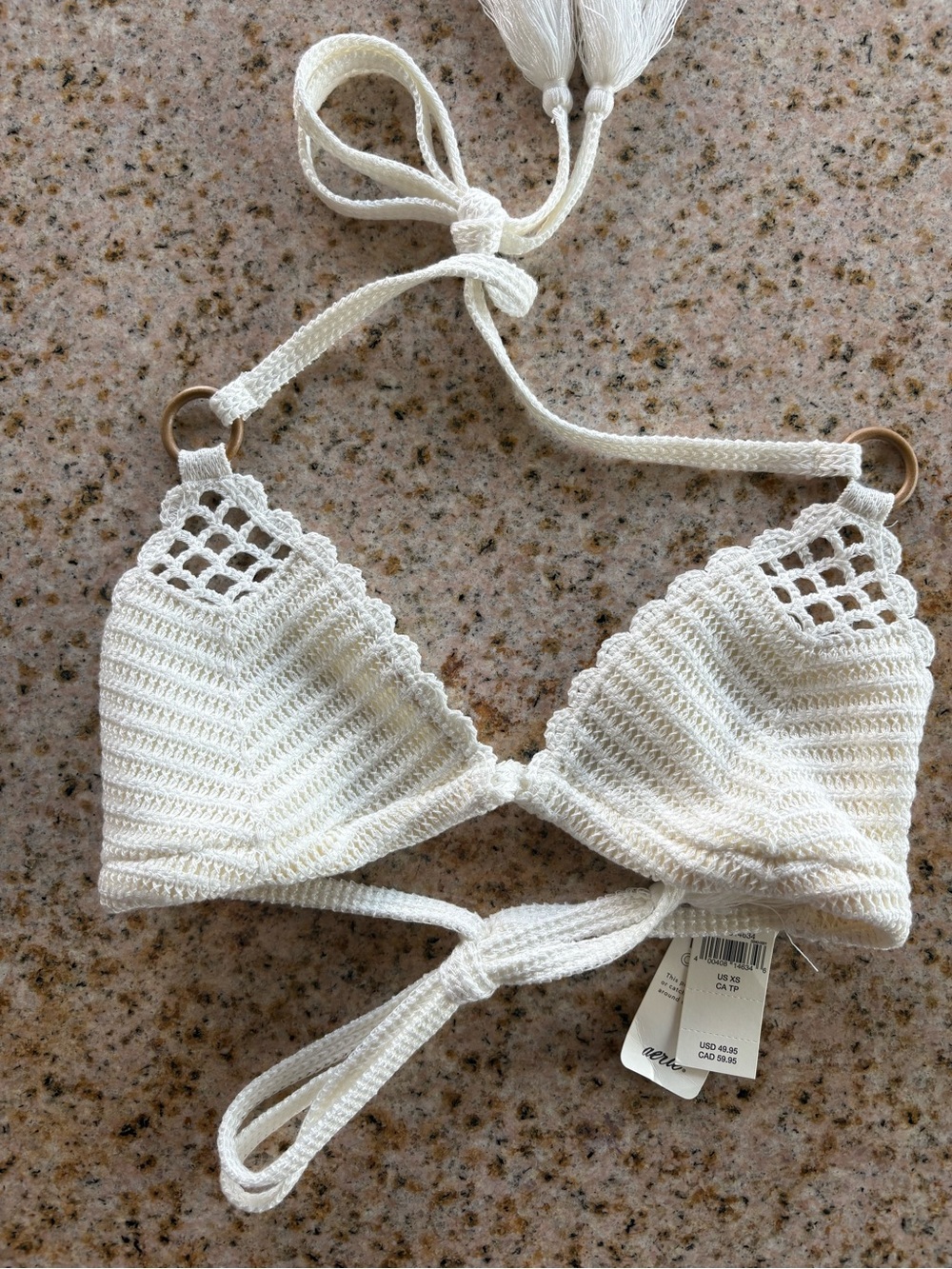 NWT Aerie Crochet Triangle Bikini Top - light cream (top only)